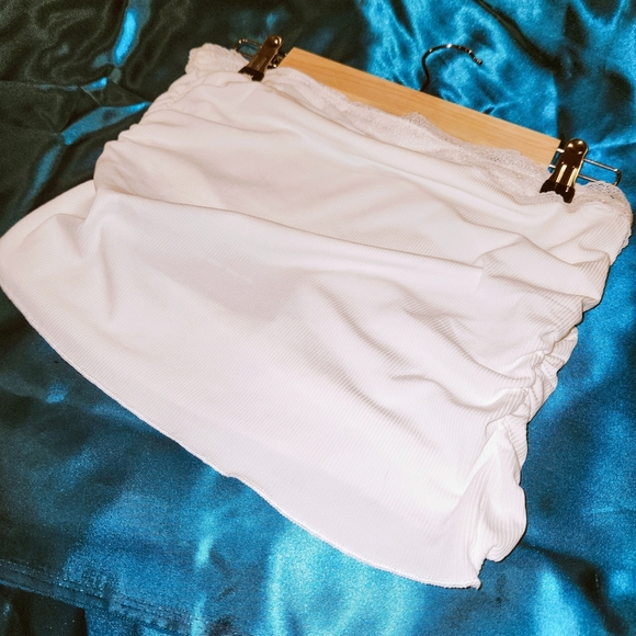 SHEIN White Tube Top Ruched Lace Cocktail - Picture 3 of 8